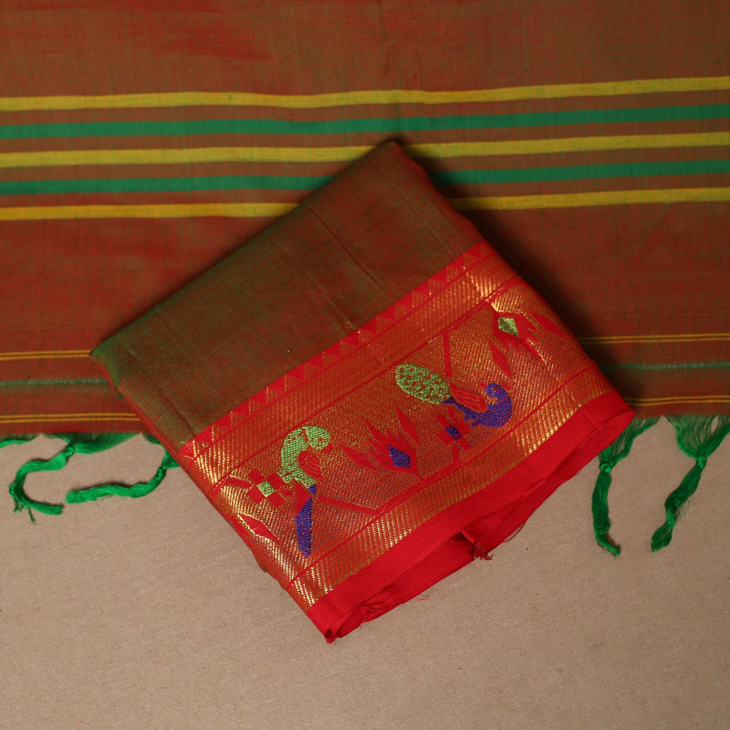 Brown - 3pc cotton unstitched dharwad dress material