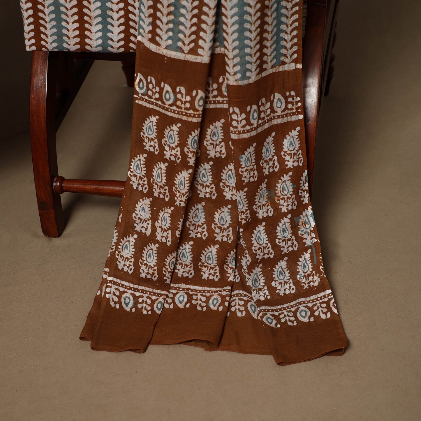 Brown - 3pc cotton unstitched kutch batik dress material 06