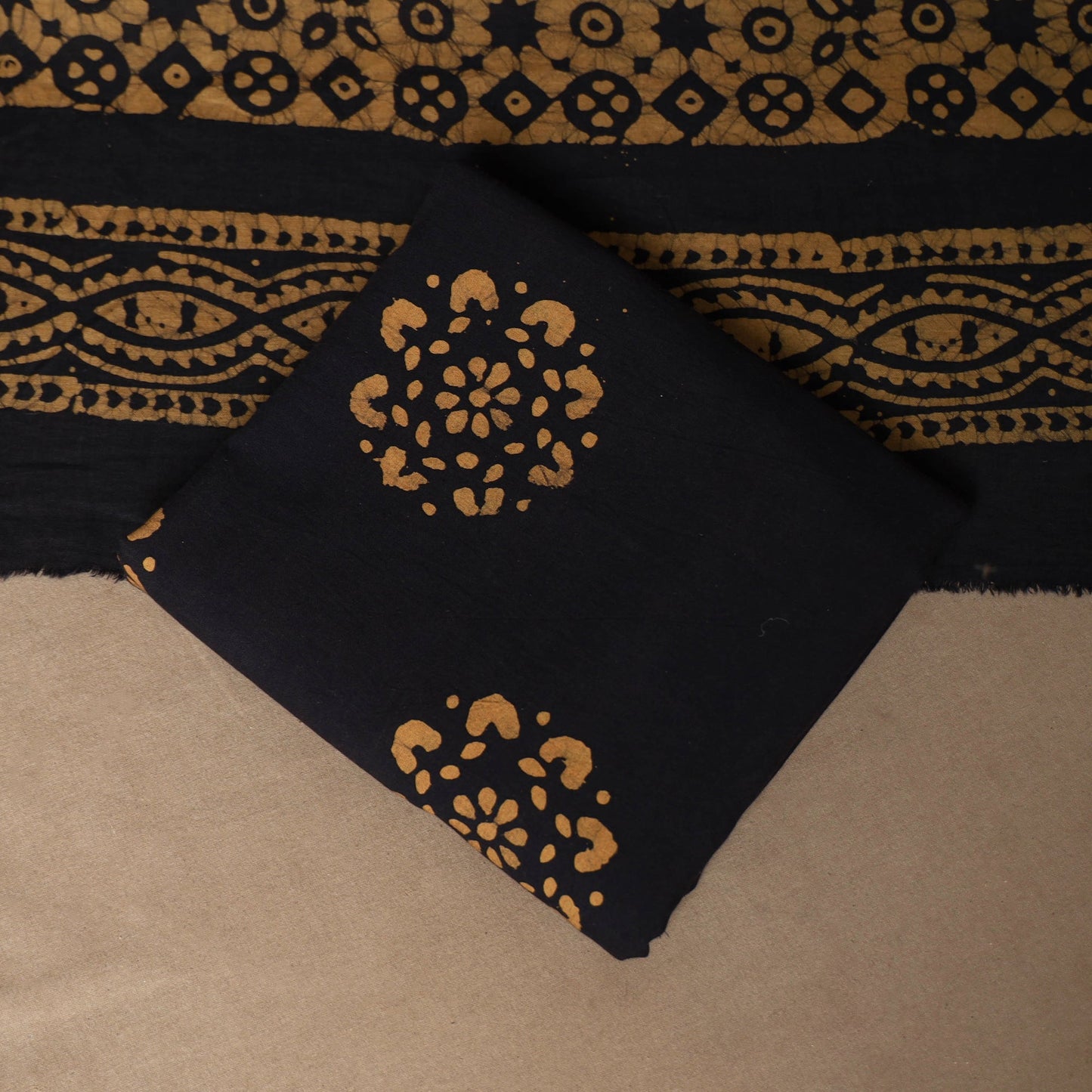 Brown - 3pc cotton unstitched kutch batik dress material 10