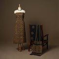 Brown - 3pc cotton unstitched kutch batik dress material 10