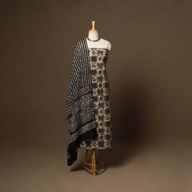 Brown - 3pc cotton unstitched kutch batik dress material 16