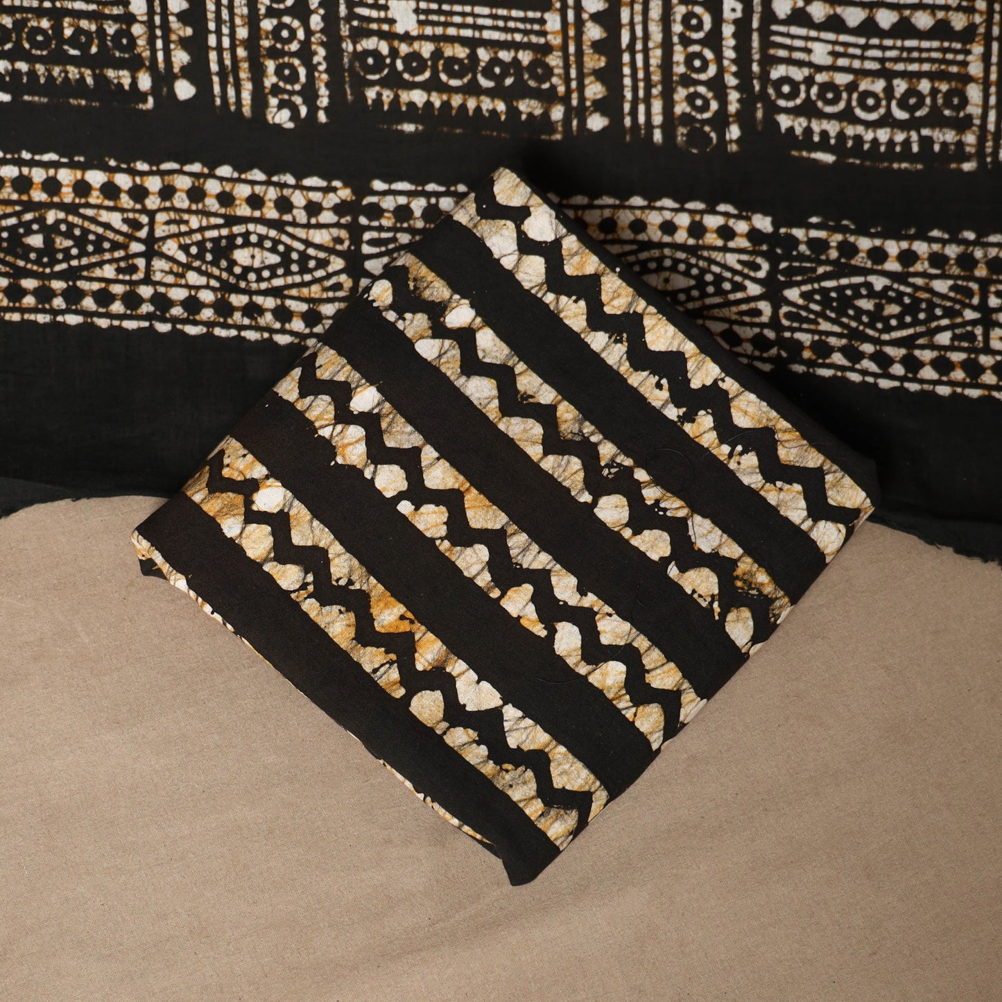 Brown - 3pc cotton unstitched kutch batik dress material 16