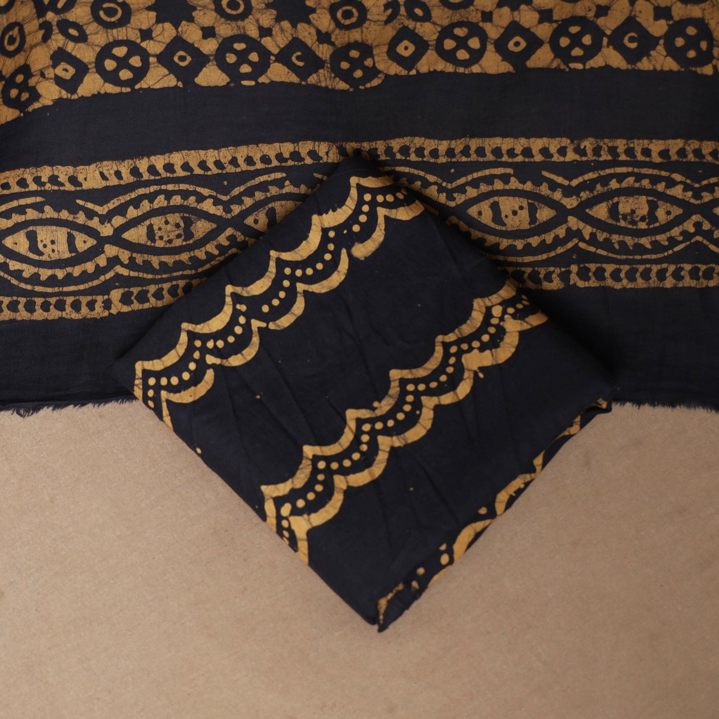 Brown - 3pc cotton unstitched kutch batik dress material 21