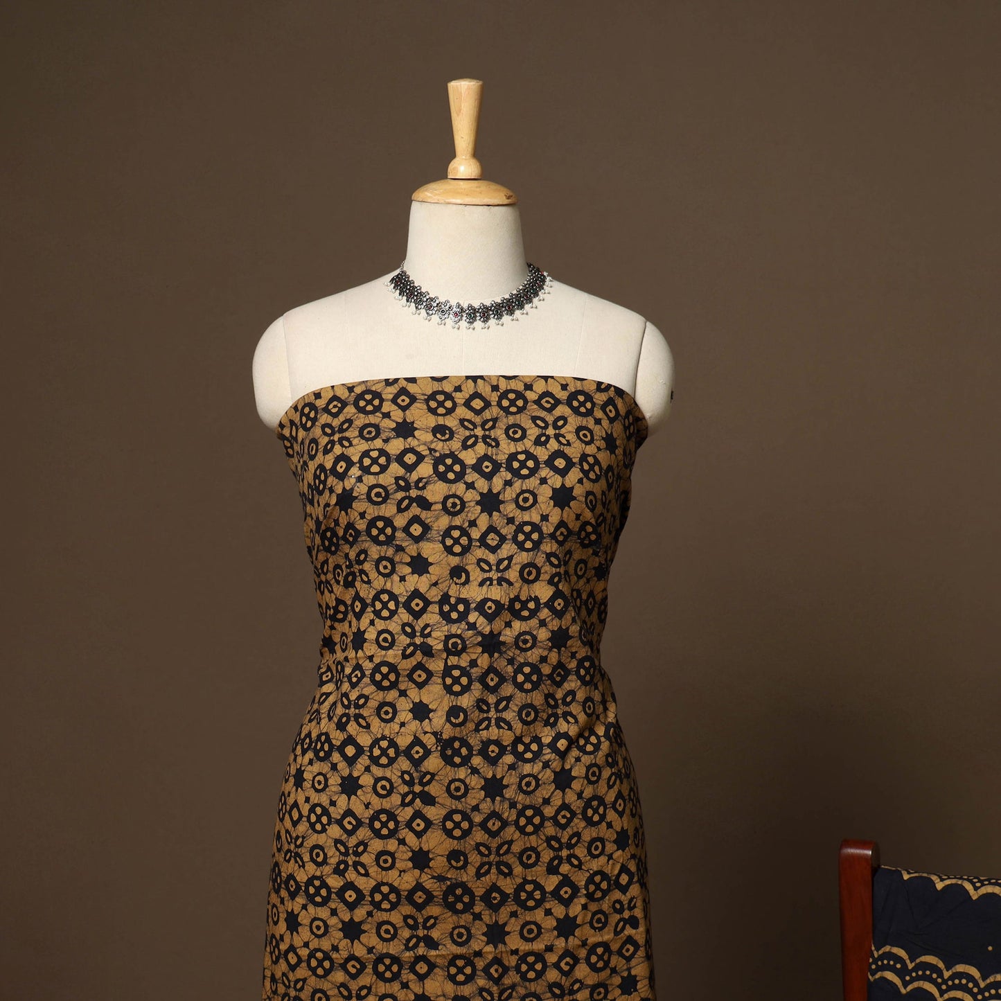 Brown - 3pc cotton unstitched kutch batik dress material 21