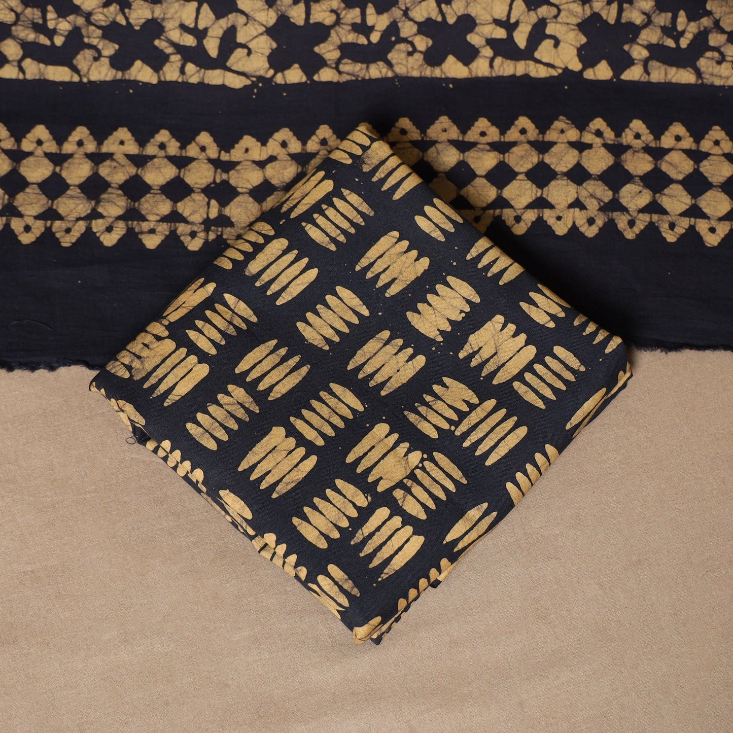 Brown - 3pc cotton unstitched kutch batik dress material 21