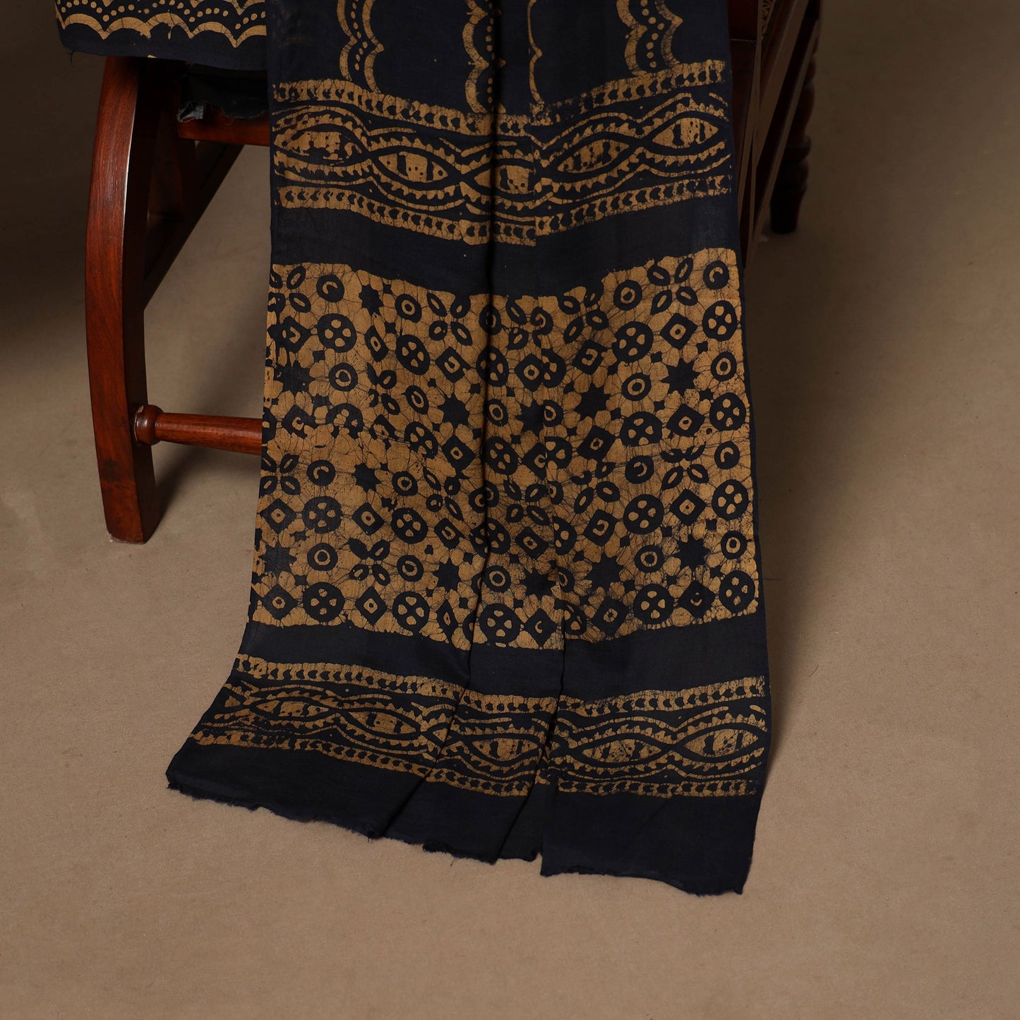 Brown - 3pc cotton unstitched kutch batik dress material 21