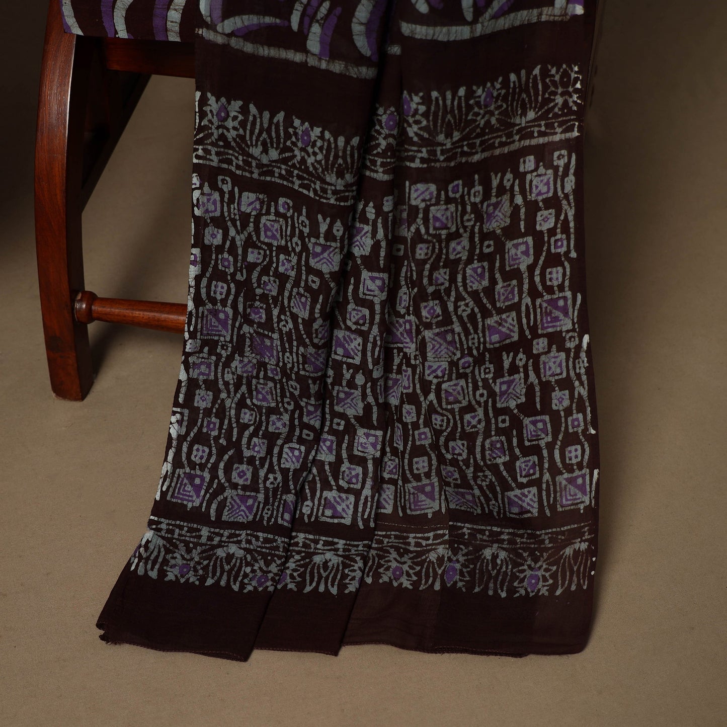 Brown - 3pc cotton unstitched kutch batik dress material 44