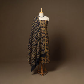 Brown - 3pc cotton unstitched kutch batik dress material 21