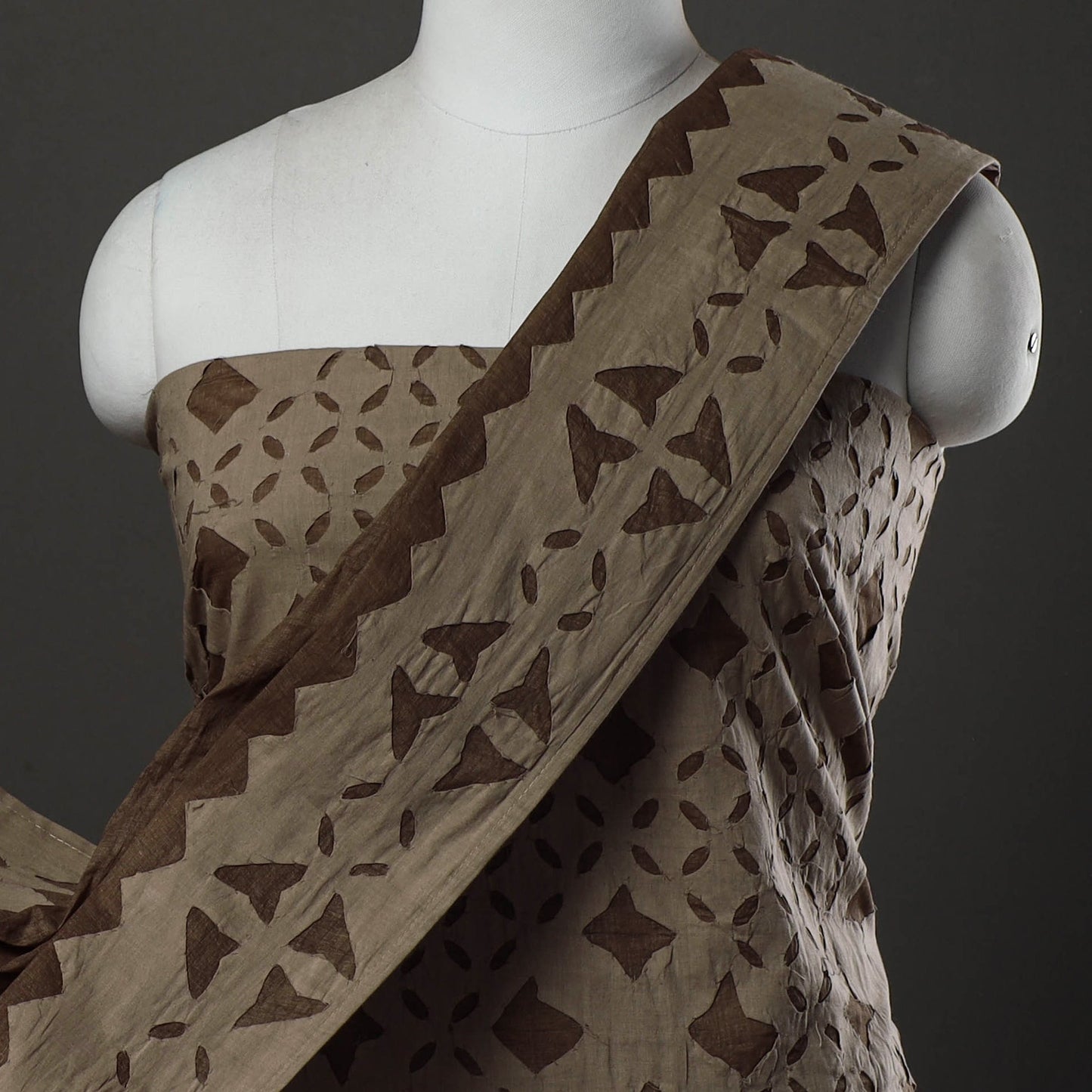 Buy 3pc Cut Work Cotton Barmer Applique Dress Material