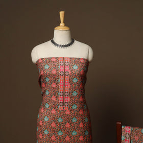 Brown - 3pc digital merino wool unstitched dress material