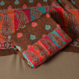 Brown - 3pc digital merino wool unstitched dress material