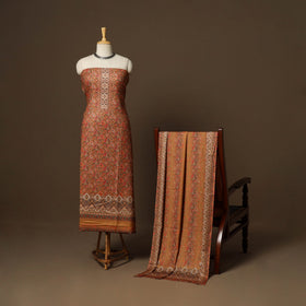 Brown - 3pc digital merino wool unstitched dress material