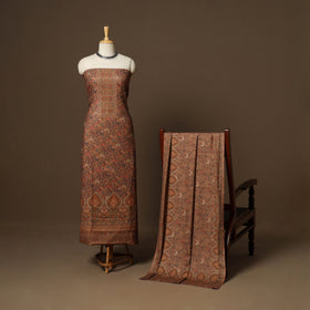 Brown - 3pc digital merino wool unstitched dress material