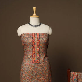 Brown - 3pc digital merino wool unstitched dress material