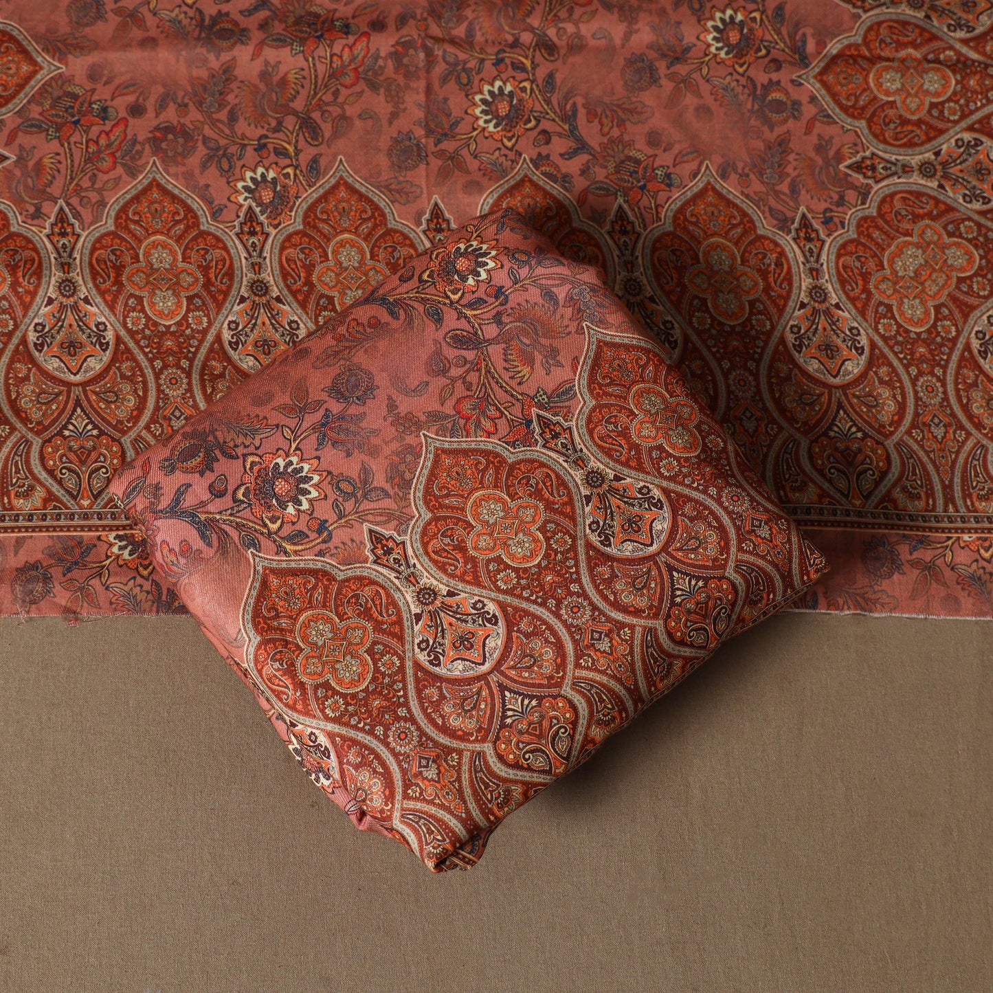 Brown - 3pc digital merino wool unstitched dress material