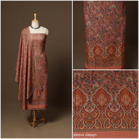 Brown - 3pc digital merino wool unstitched dress material