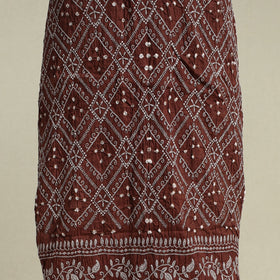Brown 3pc Embroidered Unstitched Kutch Bandhani Dress Material