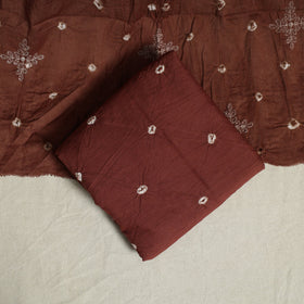 Brown 3pc Embroidered Unstitched Kutch Bandhani Dress Material