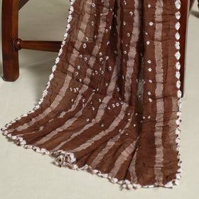 Brown - 3pc embroidered unstitched kutch bandhani dress