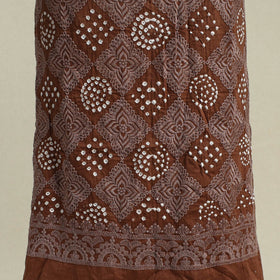 Brown - 3pc embroidered unstitched kutch bandhani dress