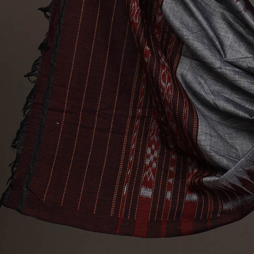  3pc Brown Handloom Cotton Sambalpuri Ikat Dress Material 