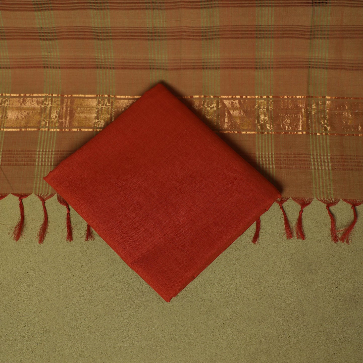 Brown - 3pc handloom cotton mangalagiri dress material 20