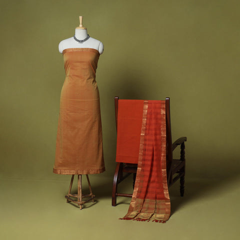 Brown - 3pc handloom cotton mangalagiri dress material 20