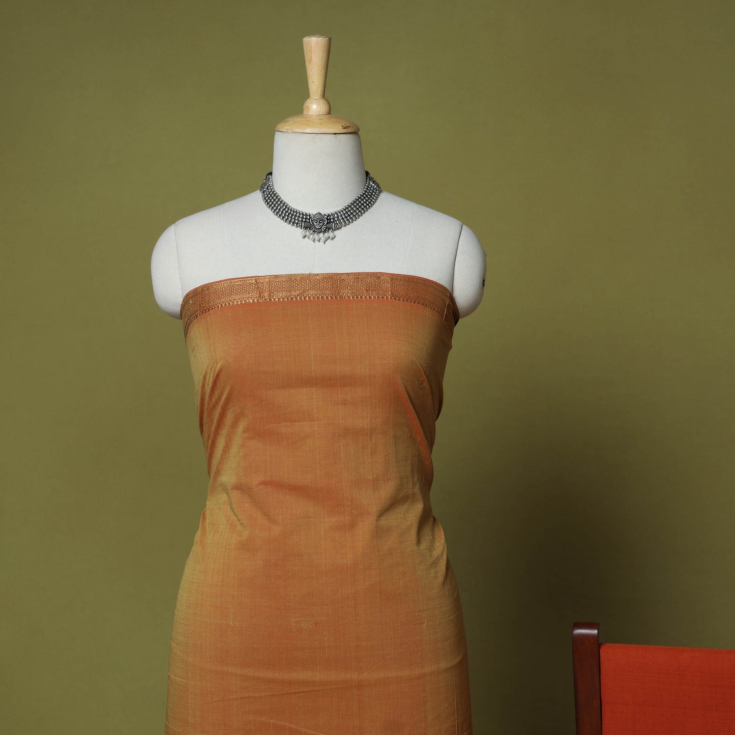 Brown - 3pc handloom cotton mangalagiri dress material 20