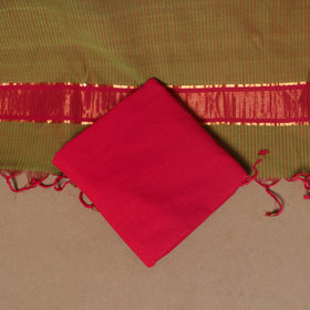 Brown - 3pc handloom cotton unstitched mangalagiri dress