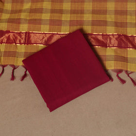 Brown - 3pc handloom cotton unstitched mangalagiri dress