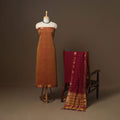 Brown - 3pc handloom cotton unstitched mangalagiri dress