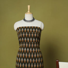 Brown - 3pc handloom cotton unstitched pochampally ikat