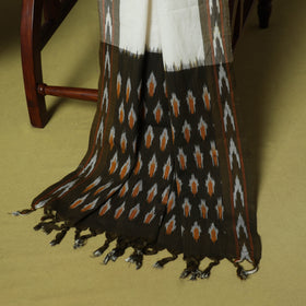 Brown - 3pc handloom cotton unstitched pochampally ikat