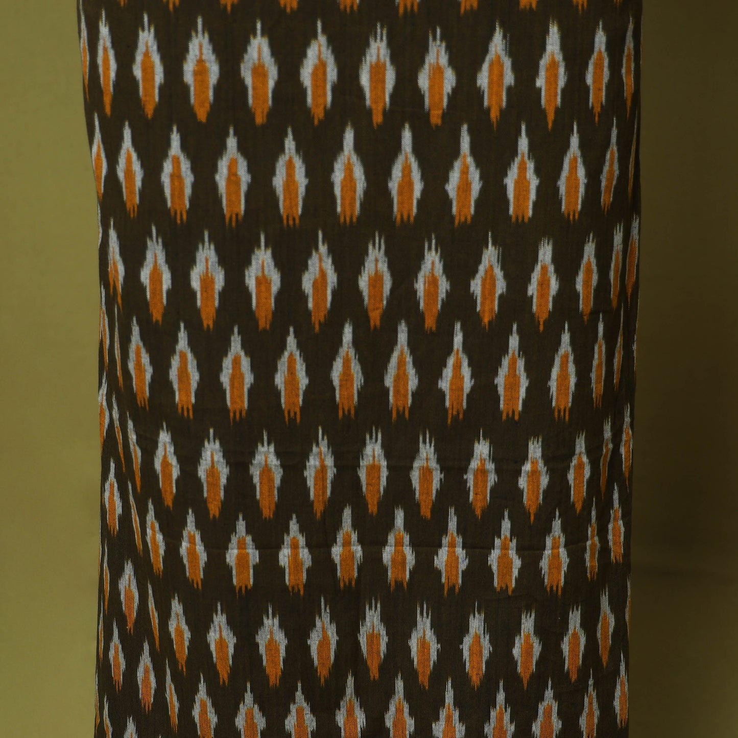 Brown - 3pc handloom cotton unstitched pochampally ikat