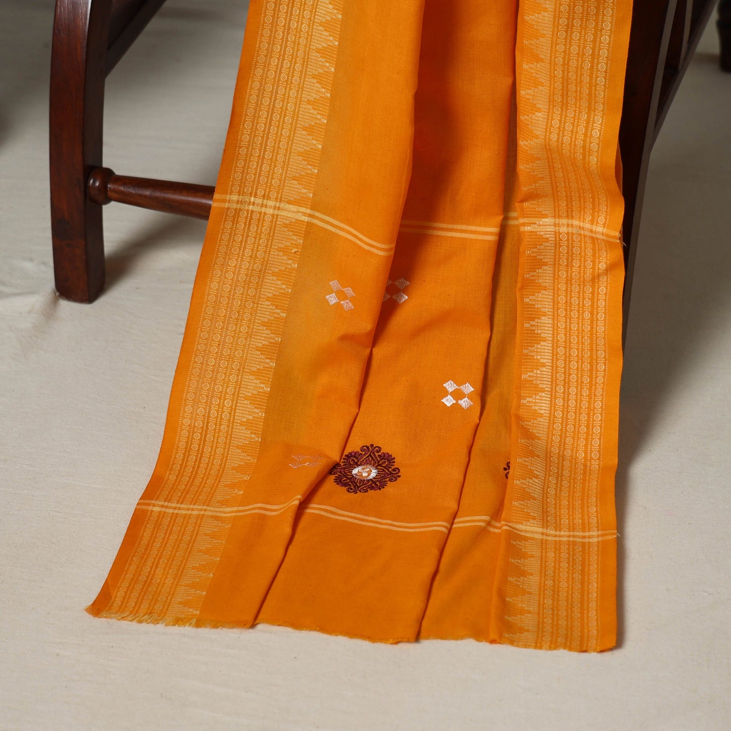 Brown - 3pc handloom cotton unstitched sambalpuri dress
