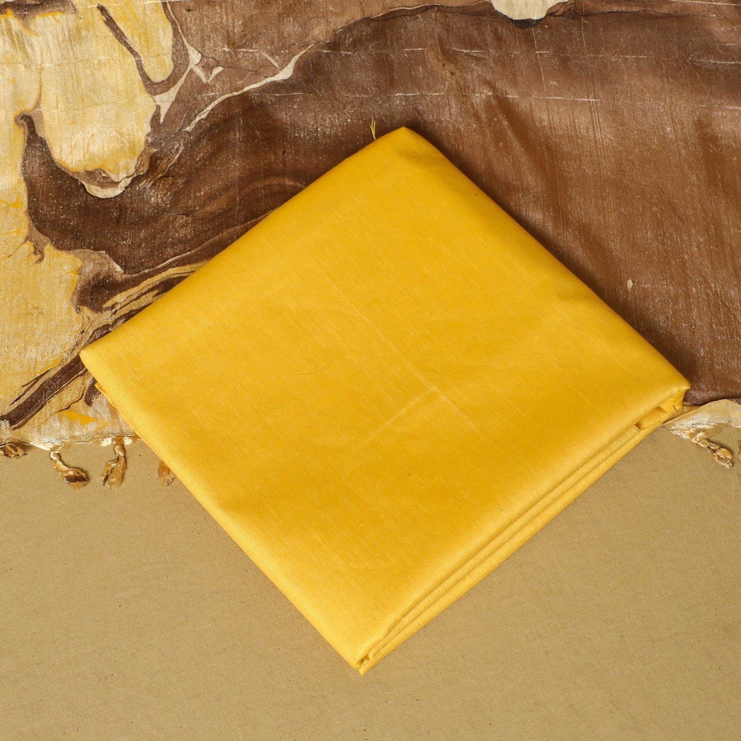 Brown - 3pc handloom mulberry unstitched suit material set