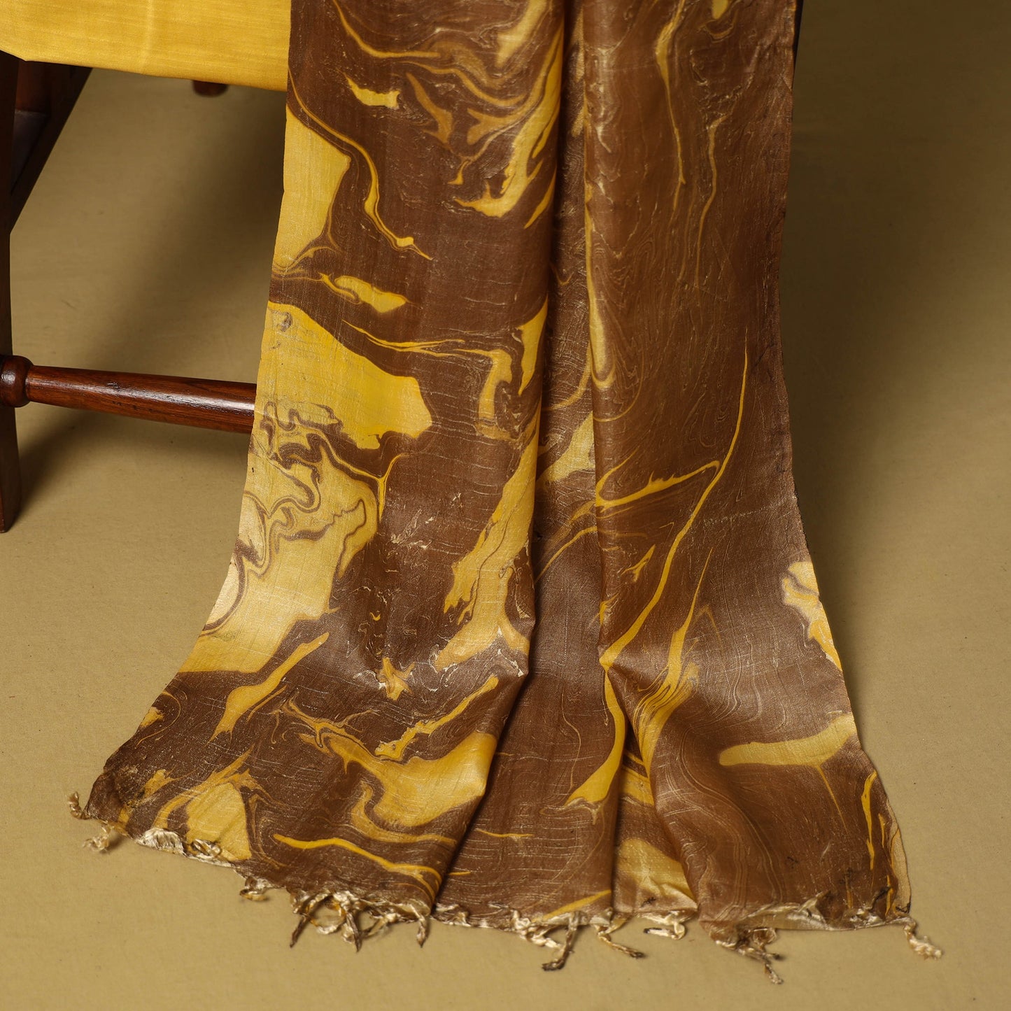 Brown - 3pc handloom mulberry unstitched suit material set