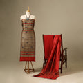 Brown - 3pc handloom tussar silk bhagalpuri unstitched