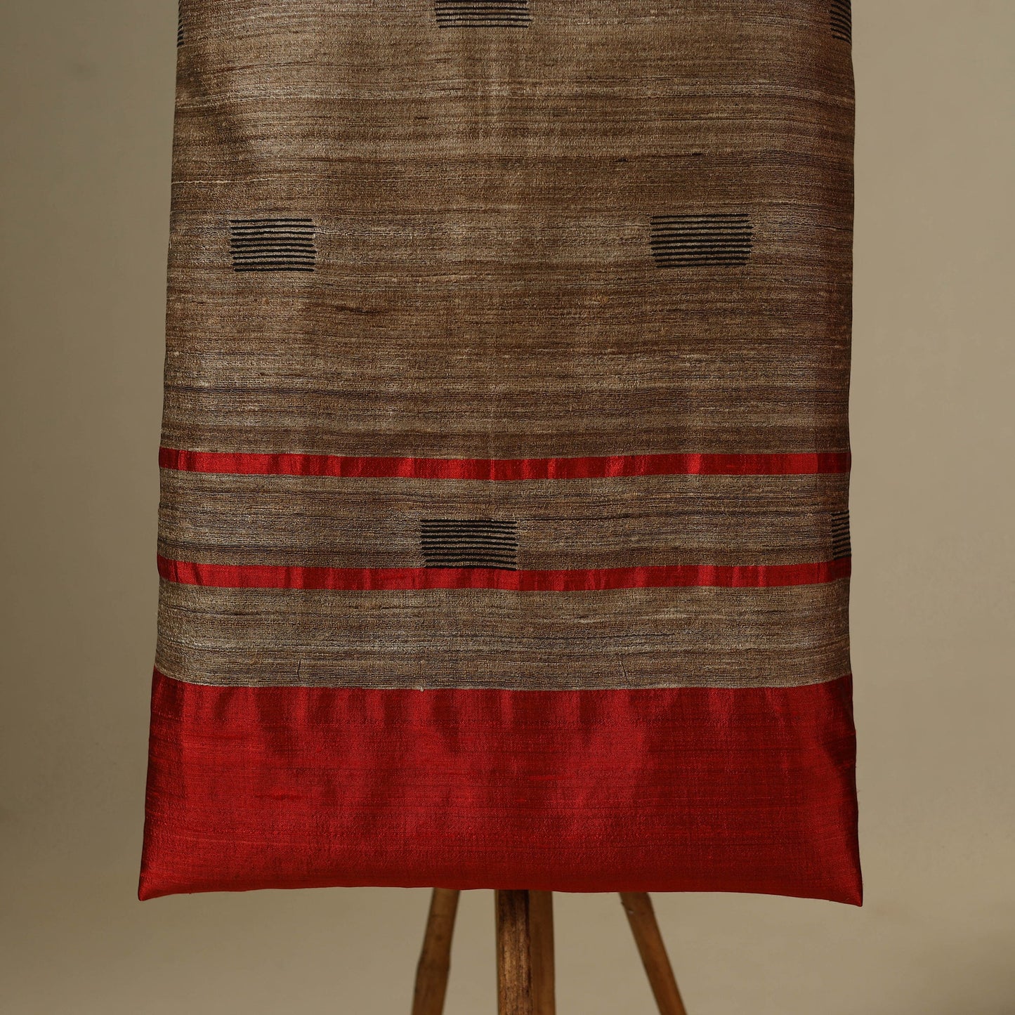 Brown - 3pc handloom tussar silk bhagalpuri unstitched