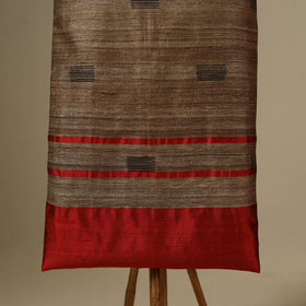 Brown - 3pc handloom tussar silk bhagalpuri unstitched