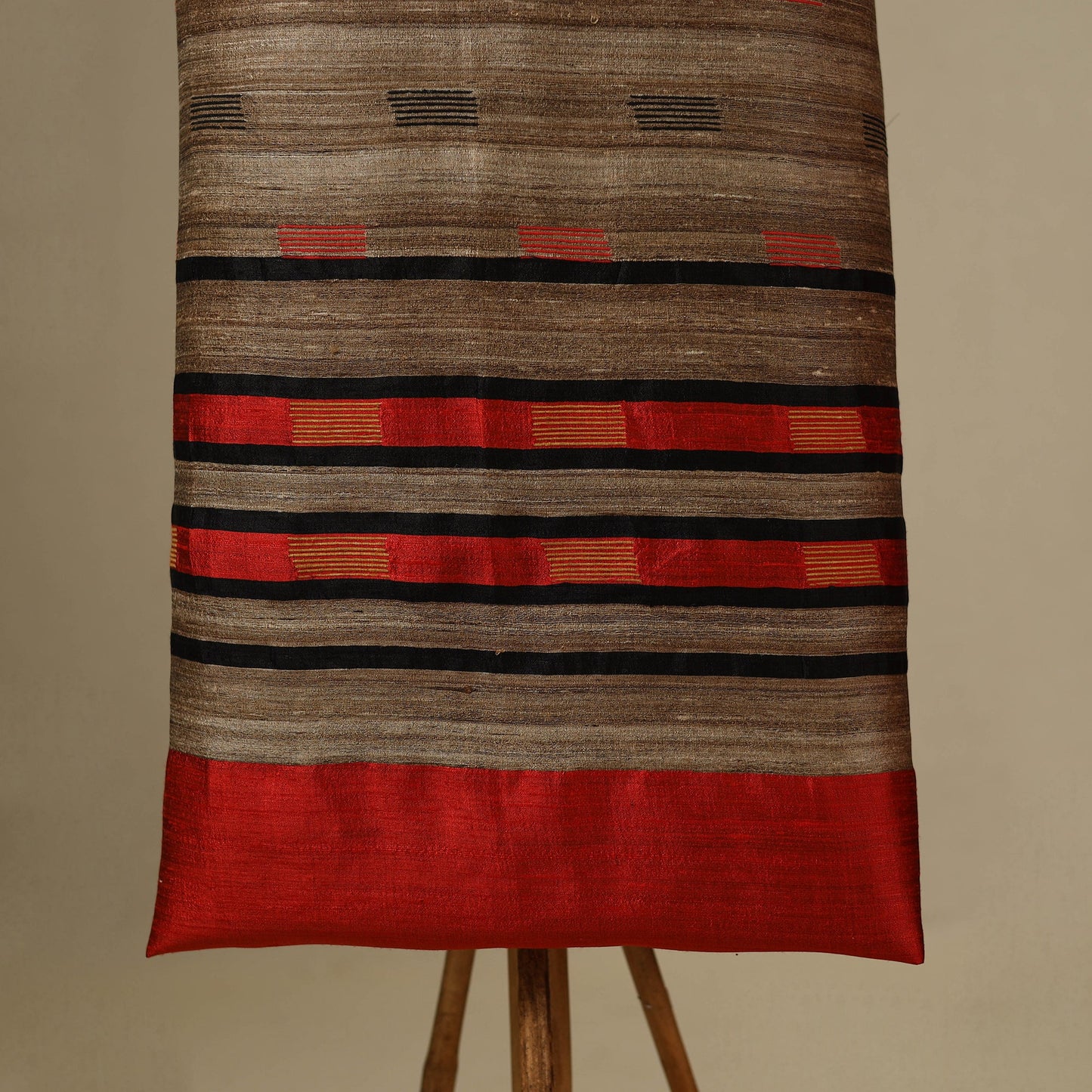 Brown 3pc Handloom Tussar Silk Bhagalpuri Dress Material