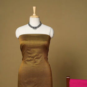 Brown - 3pc karnataka weave cotton unstitched khun dress