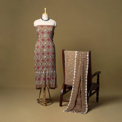 Blue - 3pc kutch tie-dye satin cotton bandhani unstitched