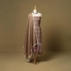 Blue - 3pc kutch tie-dye satin cotton bandhani unstitched