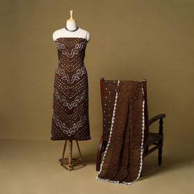 3pc kutch tie-dye satin cotton unstitched bandhani dress