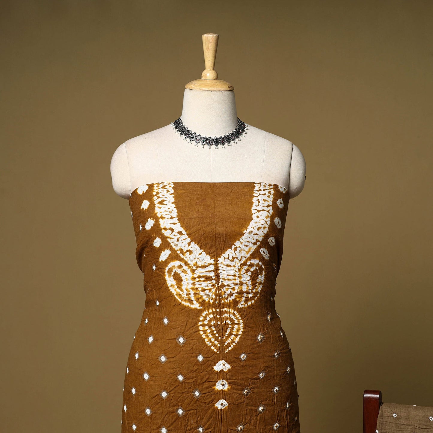 3pc kutch tie-dye satin cotton unstitched bandhani dress