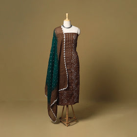 3pc kutch tie-dye satin cotton unstitched bandhani dress