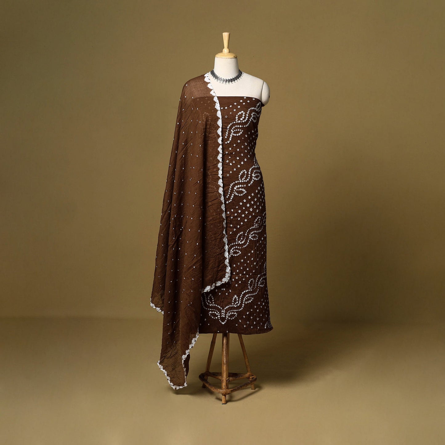 3pc kutch tie-dye satin cotton unstitched bandhani dress