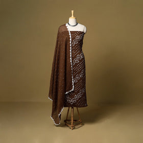 3pc kutch tie-dye satin cotton unstitched bandhani dress