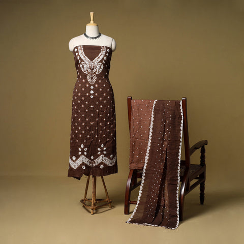 3pc kutch tie-dye satin cotton unstitched bandhani dress